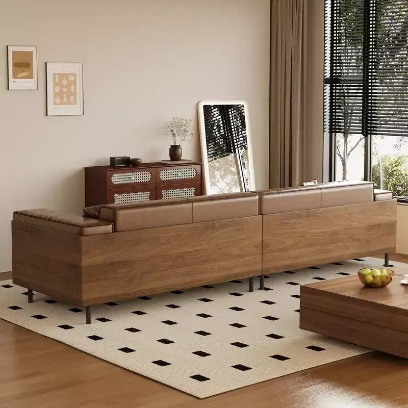 Canapé en cuir ciré à l'huile de luxe Luck Live Mid-Century Modern 111,81, canapé vintage haut de gamme, cadre robuste, assise confortable.