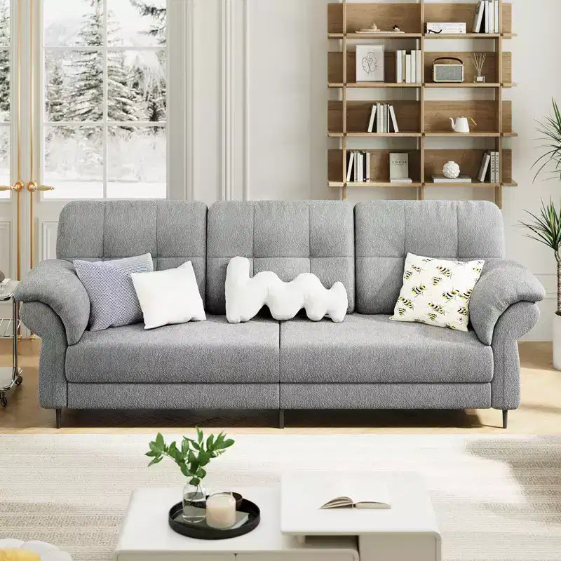 Seater Sofa Couch with Deep Seats and Removable Pillows, 84 Mid Century Modern Upholstered Sofa, Comfy Couches for Living Room, Apartment