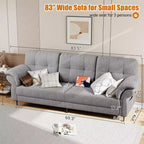 Seater Sofa Couch with Deep Seats and Removable Pillows, 84 Mid Century Modern Upholstered Sofa, Comfy Couches for Living Room, Apartment