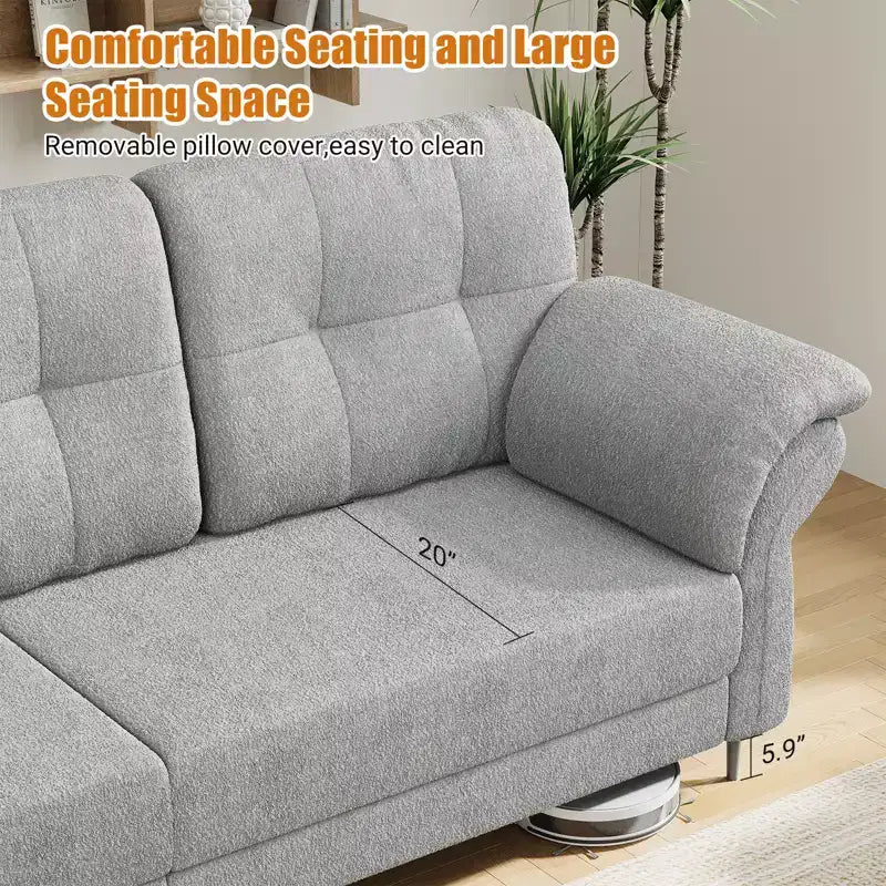 Seater Sofa Couch with Deep Seats and Removable Pillows, 84 Mid Century Modern Upholstered Sofa, Comfy Couches for Living Room, Apartment