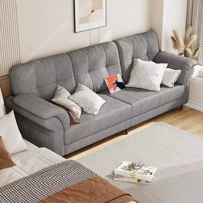 Seater Sofa Couch with Deep Seats and Removable Pillows, 84 Mid Century Modern Upholstered Sofa, Comfy Couches for Living Room, Apartment