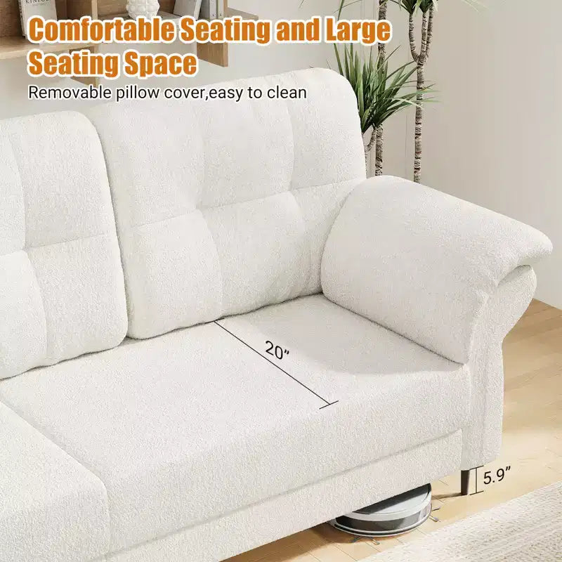 Seater Sofa Couch with Deep Seats and Removable Pillows, 84 Mid Century Modern Upholstered Sofa, Comfy Couches for Living Room, Apartment