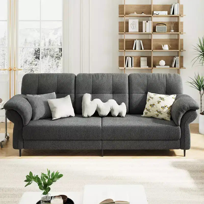 Seater Sofa Couch with Deep Seats and Removable Pillows, 84 Mid Century Modern Upholstered Sofa, Comfy Couches for Living Room, Apartment