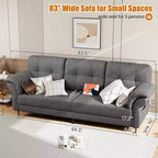 Seater Sofa Couch with Deep Seats and Removable Pillows, 84 Mid Century Modern Upholstered Sofa, Comfy Couches for Living Room, Apartment