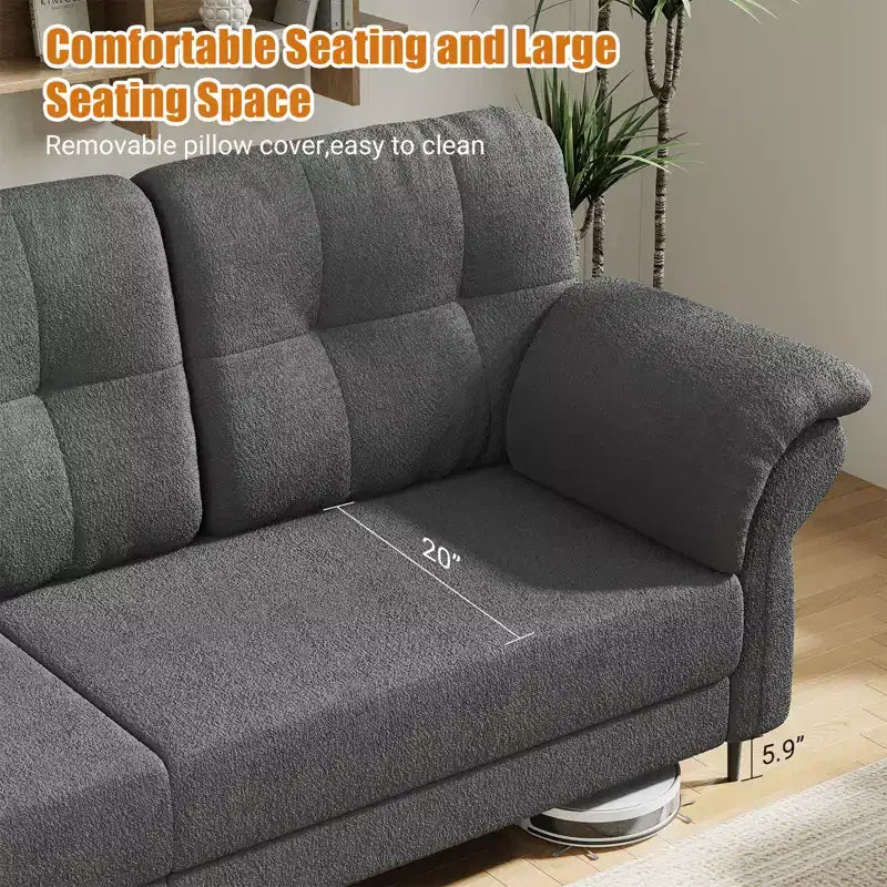 Seater Sofa Couch with Deep Seats and Removable Pillows, 84 Mid Century Modern Upholstered Sofa, Comfy Couches for Living Room, Apartment