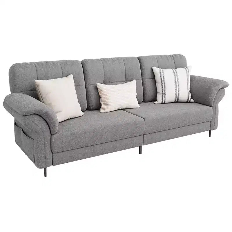 Seater Sofa Couch with Deep Seats and Removable Pillows, 84 Mid Century Modern Upholstered Sofa, Comfy Couches for Living Room, Apartment