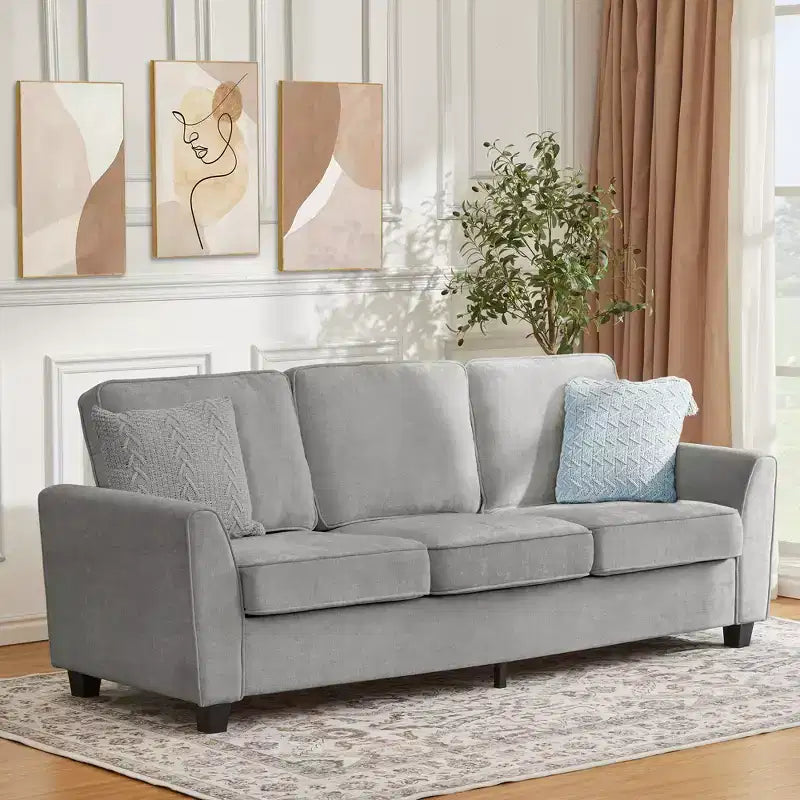 83 Inch Modern 3 Seater Sofa,Deep Seat Couch with Washable Detatchable Covers,Comfy Chenille Couch,Oversized Cloud Sofa for Living Room,Apartment