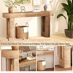 Table d'entrée étroite, table de canapé en bois de 160 cm de long derrière le canapé, console d'entrée de style ferme, parfaite pour le salon, le couloir, la chambre, bois naturel