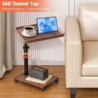 Table d'appoint en C pour canapé, table plateau TV pivotante à 360°, table d'appoint en forme de C avec plateau rotatif pour salon, chambre, bureau et petits espaces