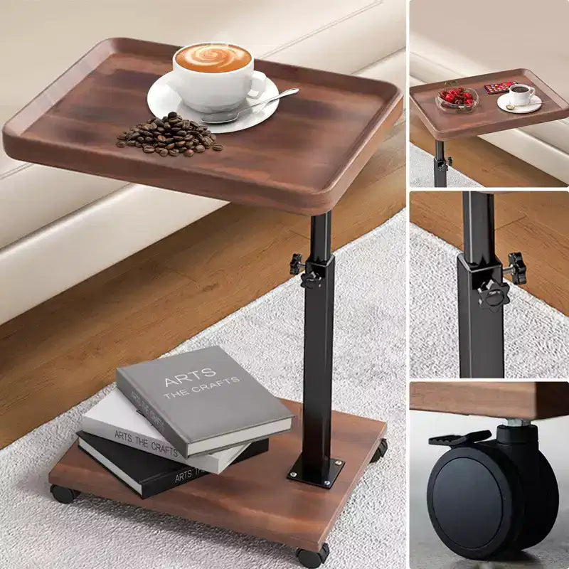 Table d'appoint en C pour canapé, table plateau TV pivotante à 360°, table d'appoint en forme de C avec plateau rotatif pour salon, chambre, bureau et petits espaces