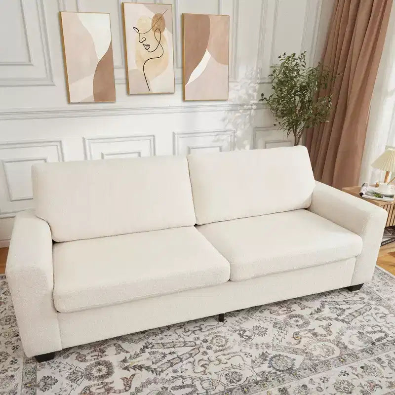 Canapé moderne de 211 cm, canapé 3 places avec accoudoirs larges, canapé profond, canapé rembourré confortable pour salon, chambre, bureau
