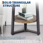 Table d'appoint ronde à 2 niveaux avec étagère de rangement, table d'appoint en bois et métal pour salon et chambre, pour petits espaces, montage facile