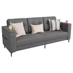 Canapé de salon, 213 cm avec accoudoirs de rangement, petit canapé douillet en molleton Teddy avec porte-gobelets et poches latérales pratiques pour appartement