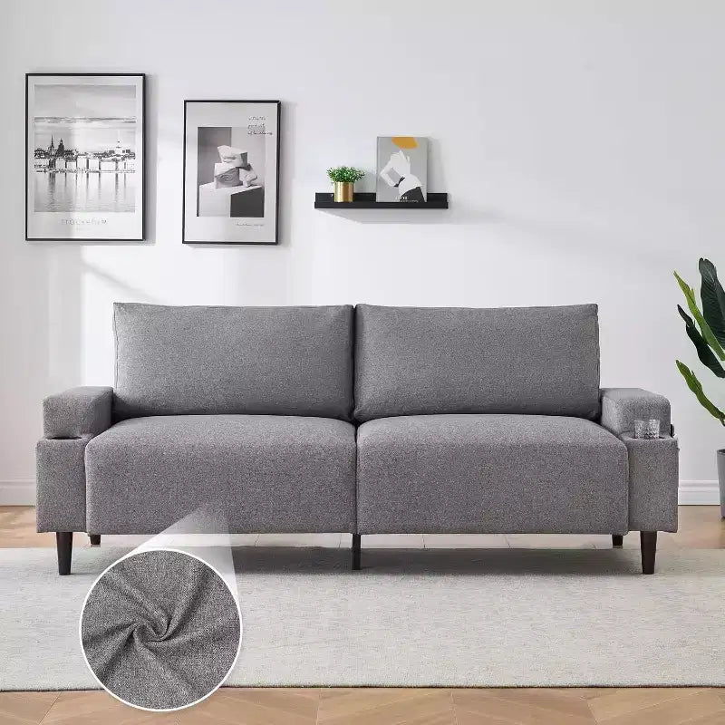 GustoWave Modern 80'' Sofa Couch - Loveseat Sofa with Cup Holders & Side Pockets, Deep Seat Sofa Couch for Living Room