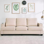 GustoWave 89 Chenille 3-Seater Sofa with Cup Holders & Storage Pockets - Deep Seat Living Room Couch for Small Spaces