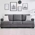 GustoWave 89 Chenille 3-Seater Sofa with Cup Holders & Storage Pockets - Deep Seat Living Room Couch for Small Spaces