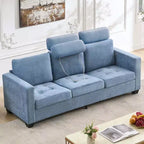 GustoWave Canapé moderne en tissu 89 places pour salon, canapé rembourré en chenille avec housse et appuie-tête amovibles, accoudoirs larges,