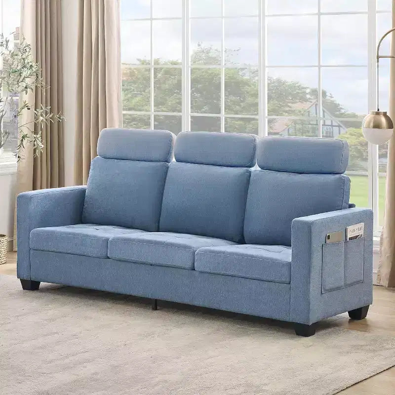 GustoWave Canapé moderne en tissu 89 places pour salon, canapé rembourré en chenille avec housse et appuie-tête amovibles, accoudoirs larges,