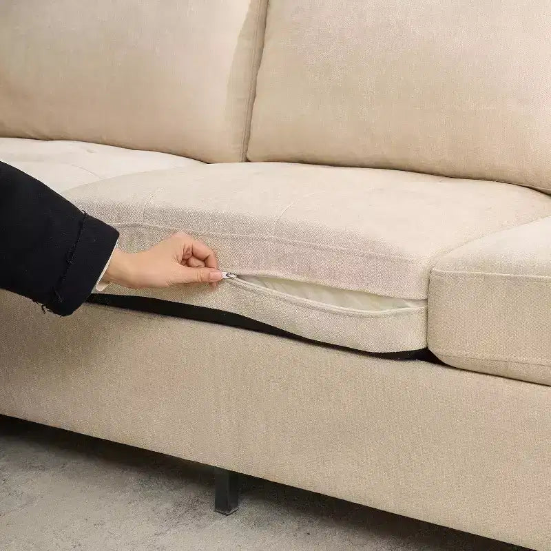 GustoWave Canapé moderne en tissu 89 places pour salon, canapé rembourré en chenille avec housse et appuie-tête amovibles, accoudoirs larges,