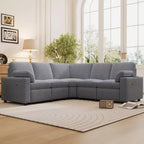 CLIHOME 89 Canapé d'angle inclinable électrique Canapé inclinable de cinéma maison avec deux ports USB, deux tiroirs de rangement
