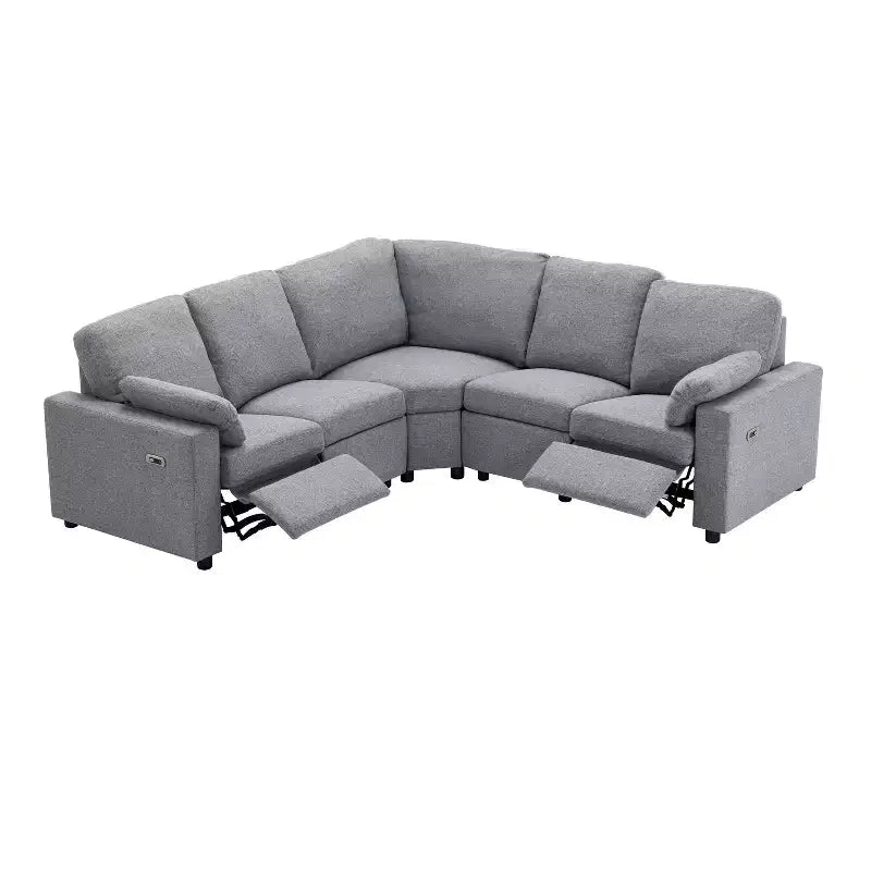 CLIHOME 89 Canapé d'angle inclinable électrique Canapé inclinable de cinéma maison avec deux ports USB, deux tiroirs de rangement
