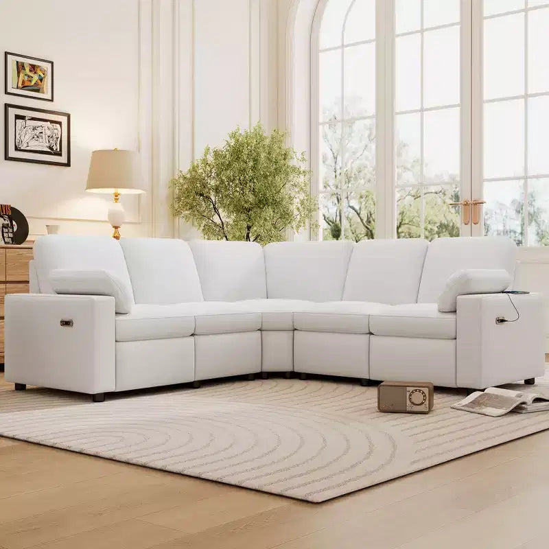 CLIHOME 89 Canapé d'angle inclinable électrique Canapé inclinable de cinéma maison avec deux ports USB, deux tiroirs de rangement