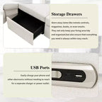CLIHOME 89 Canapé d'angle inclinable électrique Canapé inclinable de cinéma maison avec deux ports USB, deux tiroirs de rangement