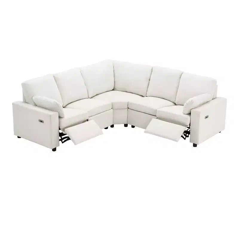 CLIHOME 89 Canapé d'angle inclinable électrique Canapé inclinable de cinéma maison avec deux ports USB, deux tiroirs de rangement