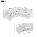 CLIHOME 89 Canapé d'angle inclinable électrique Canapé inclinable de cinéma maison avec deux ports USB, deux tiroirs de rangement