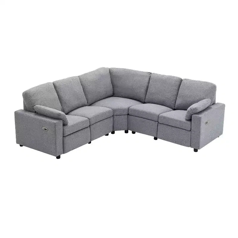 CLIHOME 89 Power Recliner Sectional Sofa Home Theater Reclining Sofa with Two USB Ports, Two Storage Drawers