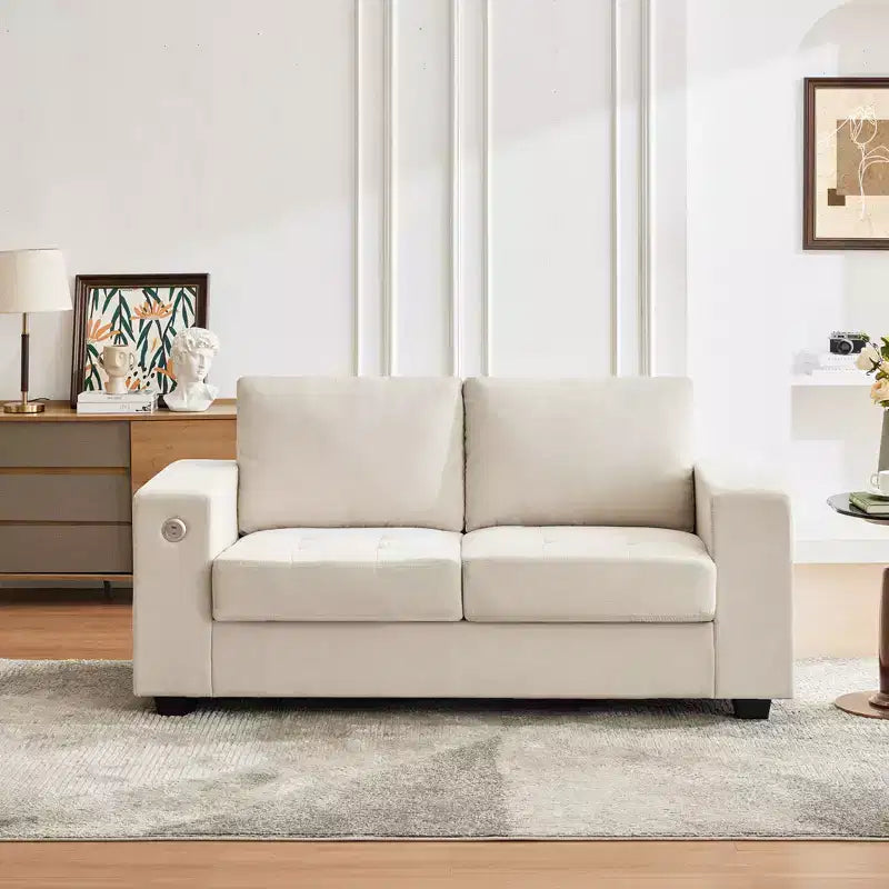 COZONY Canapé Nuage 70" Canapé en Chenille Style Mid-Century, Assise Profonde, Ports USB, Poches Latérales, Aucun Assemblage Requis
