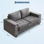COZONY Canapé Nuage 70" Canapé en Chenille Style Mid-Century, Assise Profonde, Ports USB, Poches Latérales, Aucun Assemblage Requis