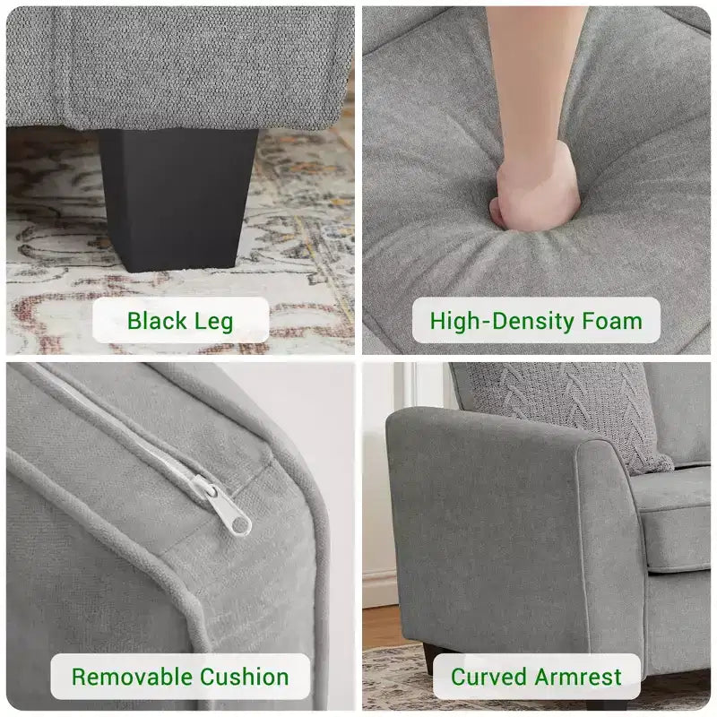 GustoWave 82 Sofa for Living Room, Modern Comfy Sofa with Medium Firm Seat Cushion, Removable Cover, Chenille Fabric Couches