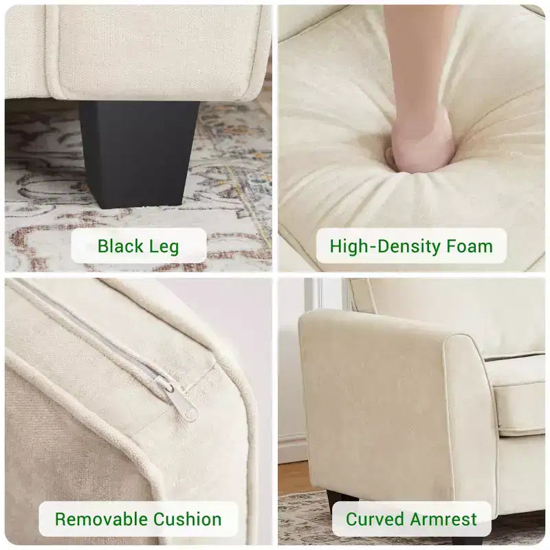 GustoWave 82 Sofa for Living Room, Modern Comfy Sofa with Medium Firm Seat Cushion, Removable Cover, Chenille Fabric Couches