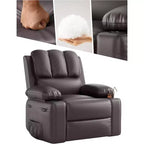Fauteuil inclinable 22", inclinable manuel en cuir PU avec porte-gobelets et poches latérales, design ergonomique pour chambre d'enfant, salon, chambre à coucher