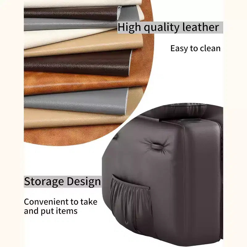 Fauteuil inclinable 22", inclinable manuel en cuir PU avec porte-gobelets et poches latérales, design ergonomique pour chambre d'enfant, salon, chambre à coucher