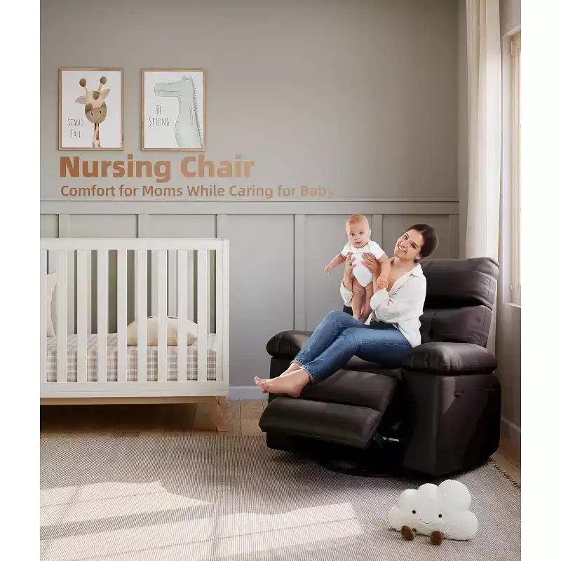 Fauteuil inclinable 22", inclinable manuel en cuir PU avec porte-gobelets et poches latérales, design ergonomique pour chambre d'enfant, salon, chambre à coucher