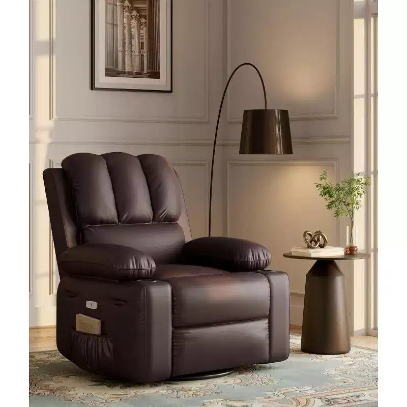 Fauteuil inclinable 22", inclinable manuel en cuir PU avec porte-gobelets et poches latérales, design ergonomique pour chambre d'enfant, salon, chambre à coucher