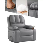 Fauteuil inclinable 22", inclinable manuel en cuir PU avec porte-gobelets et poches latérales, design ergonomique pour chambre d'enfant, salon, chambre à coucher