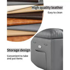 Fauteuil inclinable 22", inclinable manuel en cuir PU avec porte-gobelets et poches latérales, design ergonomique pour chambre d'enfant, salon, chambre à coucher