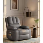 Fauteuil inclinable 22", inclinable manuel en cuir PU avec porte-gobelets et poches latérales, design ergonomique pour chambre d'enfant, salon, chambre à coucher