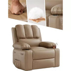 Fauteuil inclinable 22", inclinable manuel en cuir PU avec porte-gobelets et poches latérales, design ergonomique pour chambre d'enfant, salon, chambre à coucher