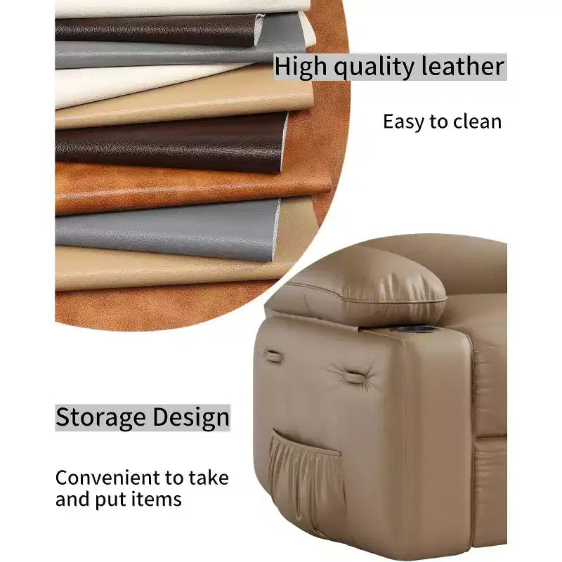 Fauteuil inclinable 22", inclinable manuel en cuir PU avec porte-gobelets et poches latérales, design ergonomique pour chambre d'enfant, salon, chambre à coucher