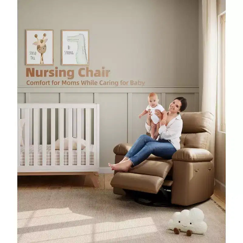 Fauteuil inclinable 22", inclinable manuel en cuir PU avec porte-gobelets et poches latérales, design ergonomique pour chambre d'enfant, salon, chambre à coucher
