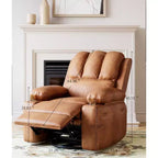 Fauteuil inclinable 22", inclinable manuel en cuir PU avec porte-gobelets et poches latérales, design ergonomique pour chambre d'enfant, salon, chambre à coucher