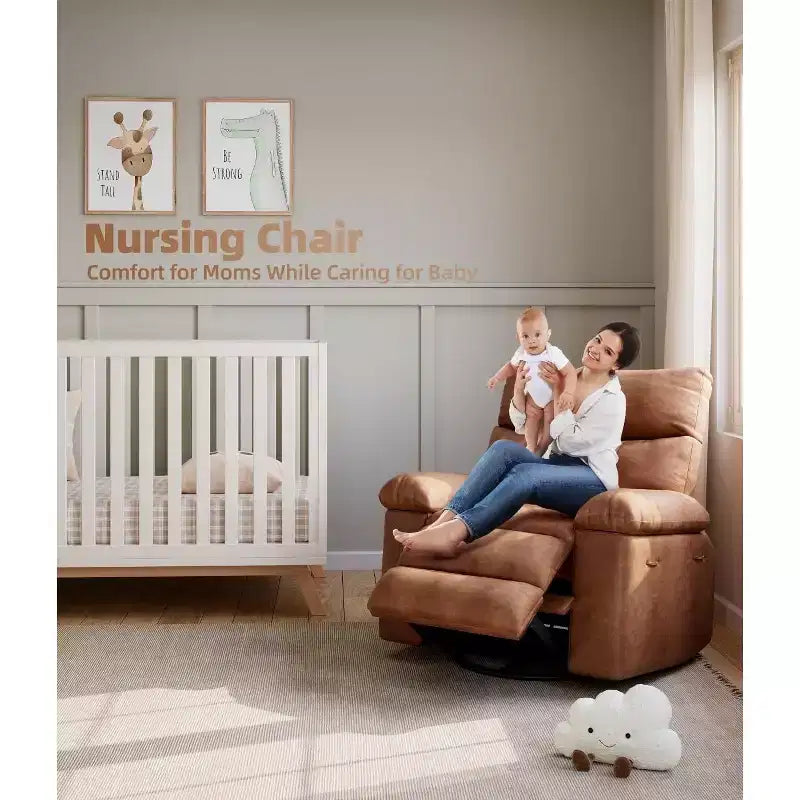 Fauteuil inclinable 22", inclinable manuel en cuir PU avec porte-gobelets et poches latérales, design ergonomique pour chambre d'enfant, salon, chambre à coucher