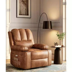 Fauteuil inclinable 22", inclinable manuel en cuir PU avec porte-gobelets et poches latérales, design ergonomique pour chambre d'enfant, salon, chambre à coucher