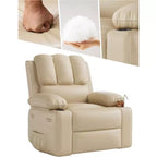 Fauteuil inclinable 22", inclinable manuel en cuir PU avec porte-gobelets et poches latérales, design ergonomique pour chambre d'enfant, salon, chambre à coucher
