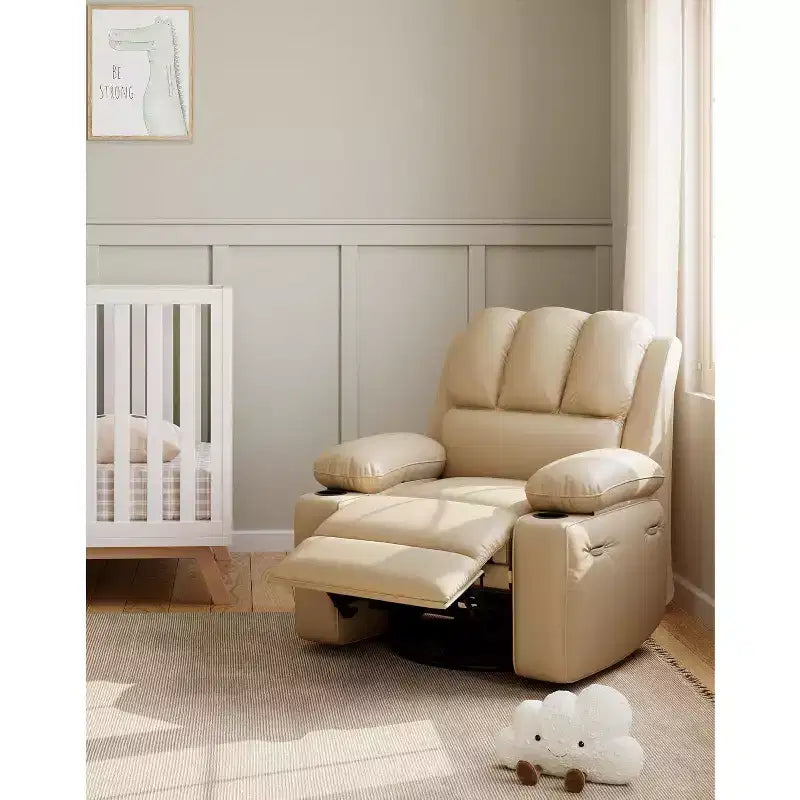Fauteuil inclinable 22", inclinable manuel en cuir PU avec porte-gobelets et poches latérales, design ergonomique pour chambre d'enfant, salon, chambre à coucher
