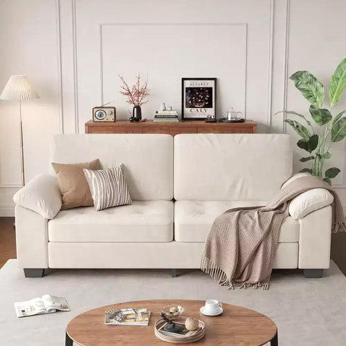 3 Seater Sofa Counch Velvet Upholstered Oversized Loveseat with Soft Spacious Armrests, Comfy Button Tufted Couch